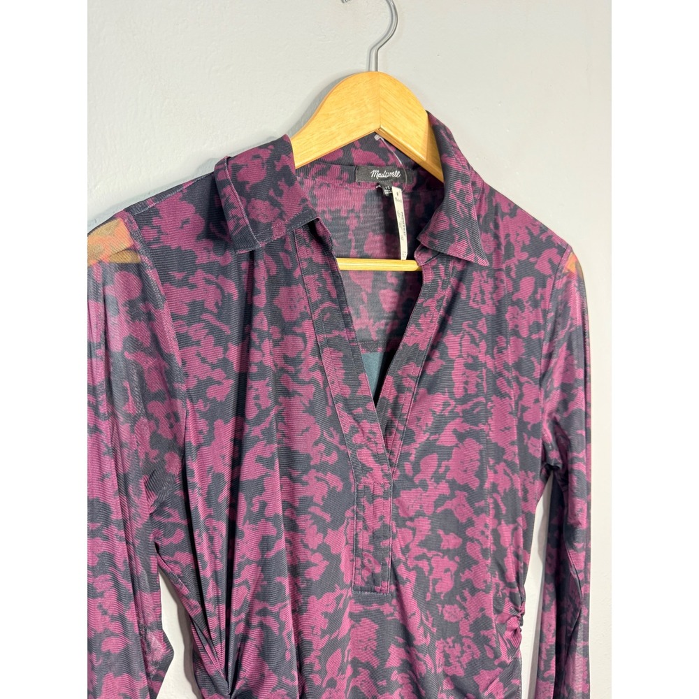 Madewell Long-Sleeve Polo Midi Dress‎ deep aubergine XL NWT - Picture 8 of 10